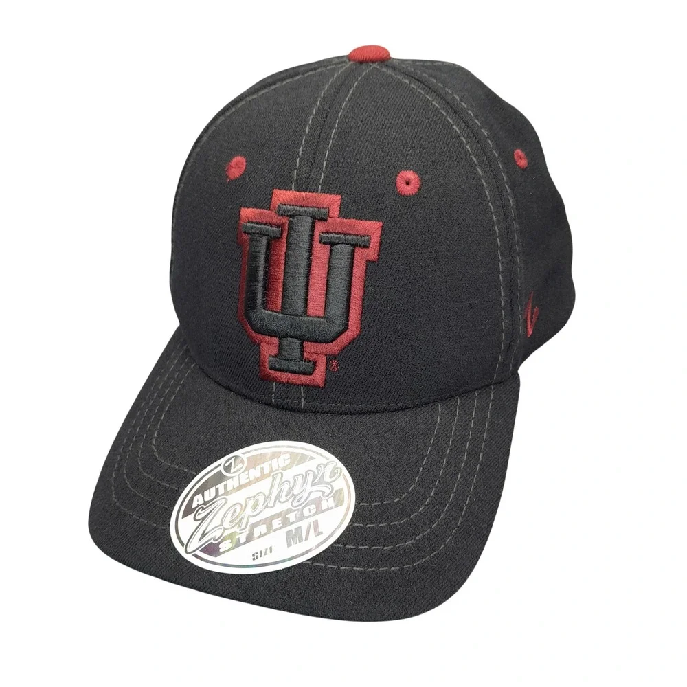 Zephyr Indiana University Hoosiers IU Hat Mens M/L Stretch Fit Charcoal Grey Cap